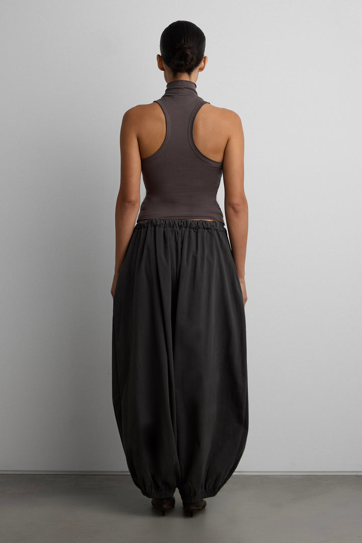 RELAXED BALLOON FIT COTTON PANT in Dark Heather Grey — alternate angle