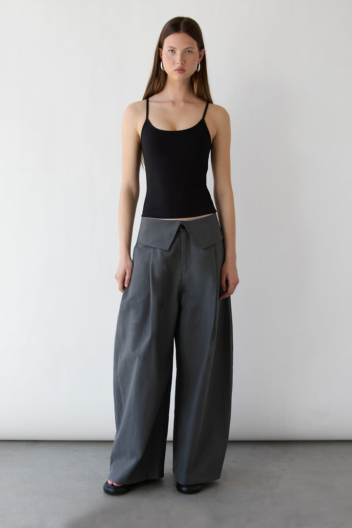 FOLD-OVER WAIST PANT in Charcoal — alternate angle