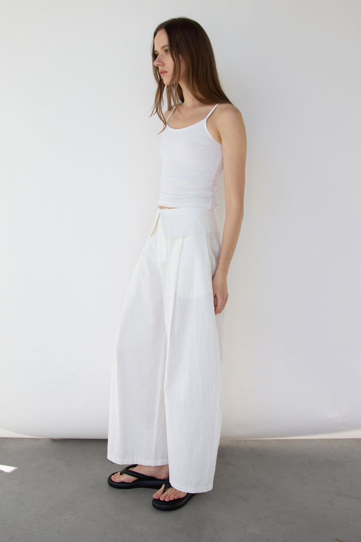 FOLD-OVER WAIST PANT in Ivory — alternate angle
