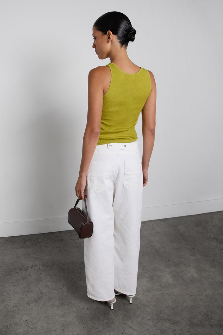 WHITE STRAIGHT LEG JEAN WITH BACK DETAIL in Ivory — alternate angle