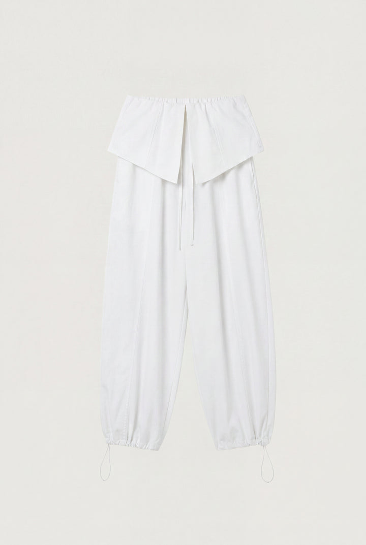 BALLOON PANTS WITH FOLDOVER WAIST in White — alternate angle