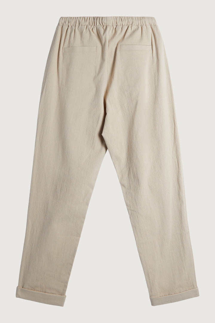 TEXTURED COTTON PANT in Beige — alternate angle