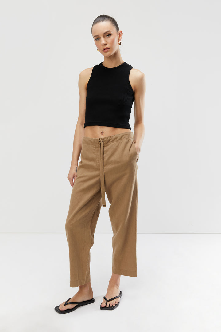 LINEN BLEND PANT in LEAD GRAY — alternate angle