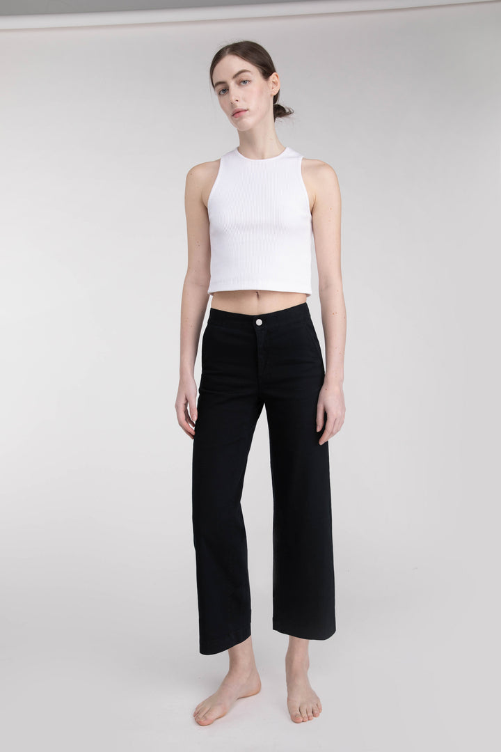 CROPPED LENGTH 26" TWILL WIDE LEG PANT