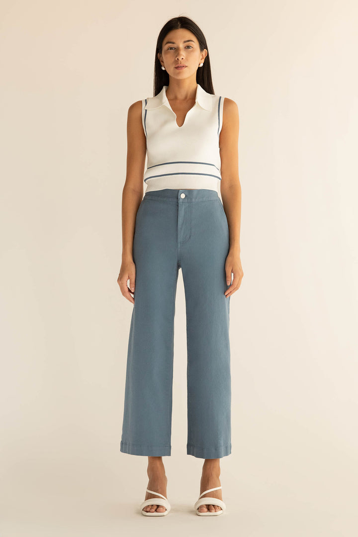 CROPPED LENGTH TWILL WIDE LEG PANT