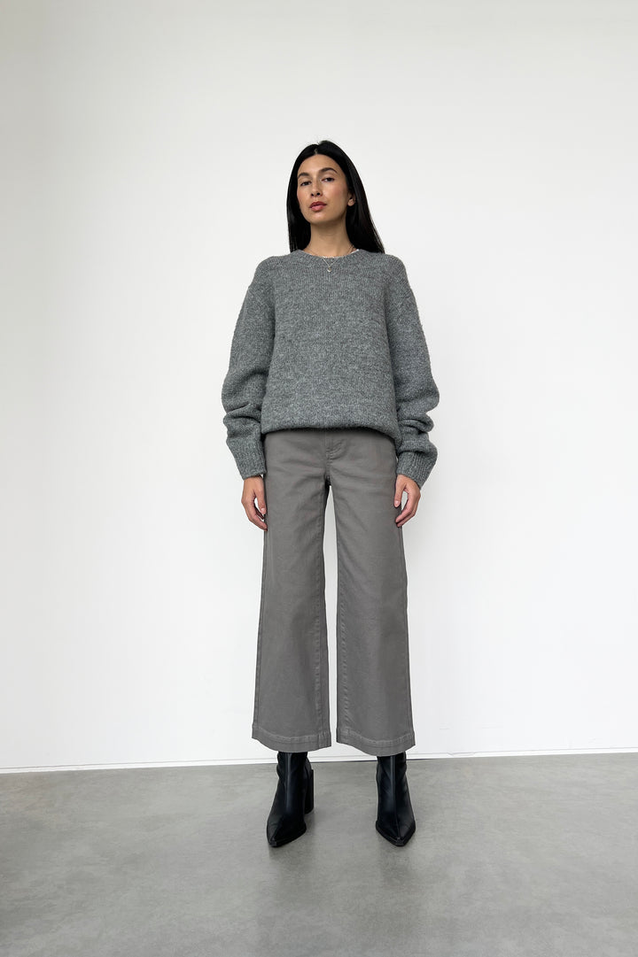 CROPPED LENGTH 26" TWILL WIDE LEG PANT