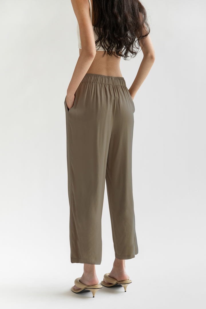 RAYON TWILL PANT in Taupe — alternate angle
