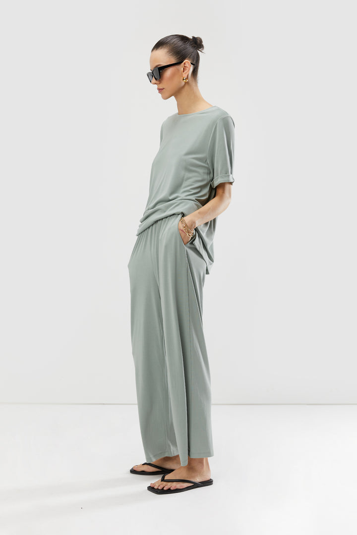 ELASTIC WAIST TROUSER in Slate Gray — alternate angle