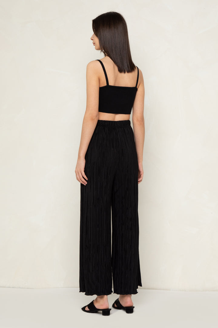 PLEATED WIDE LEG PANT in Black — alternate angle