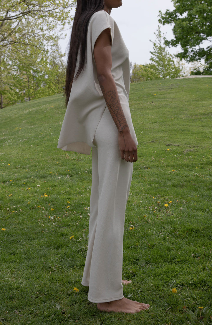 ELASTIC WAIST PANTS in Silver Gray — alternate angle