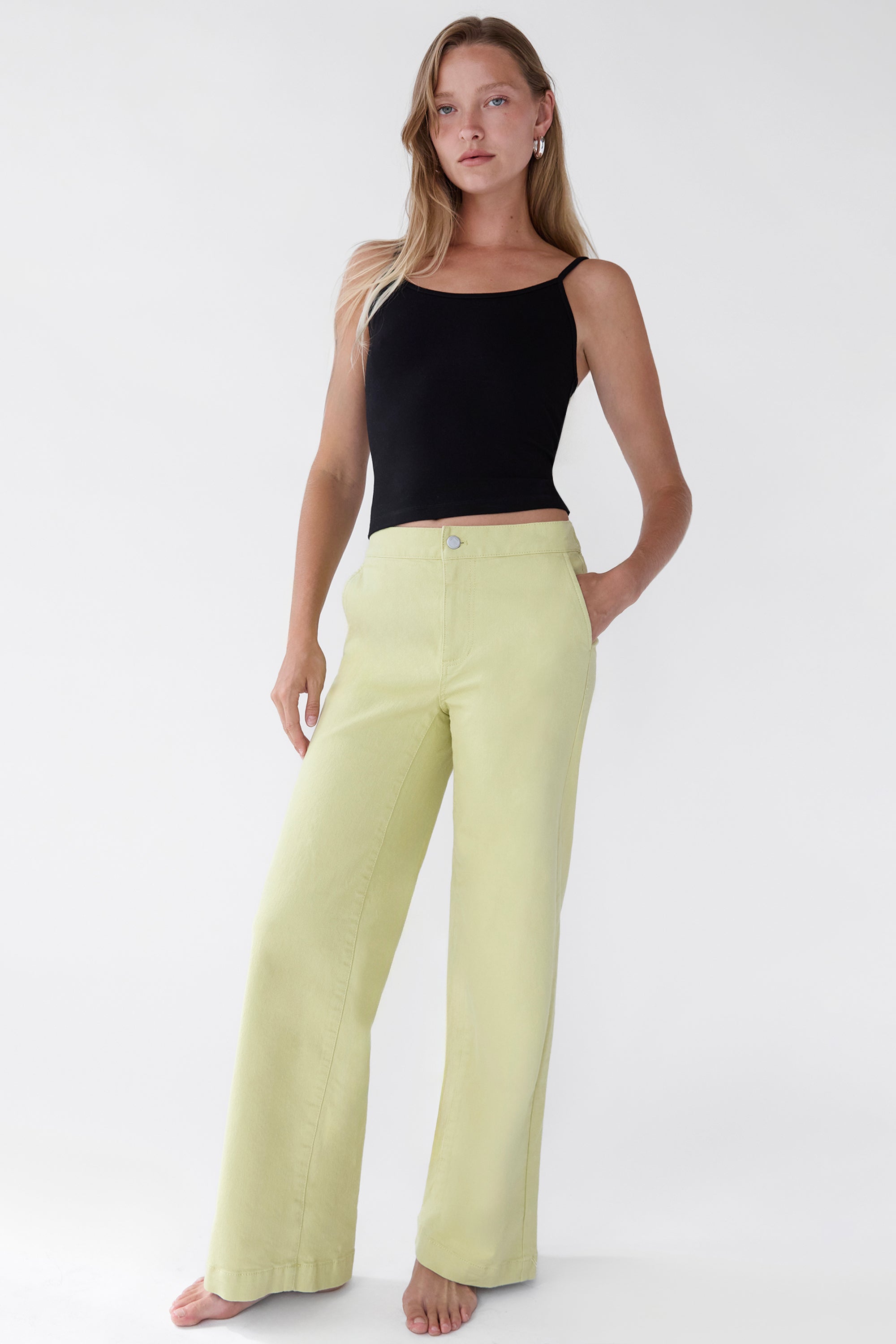 Long Length Twill Wide Leg Pant | OAK + FORT – OAK + FORT USA
