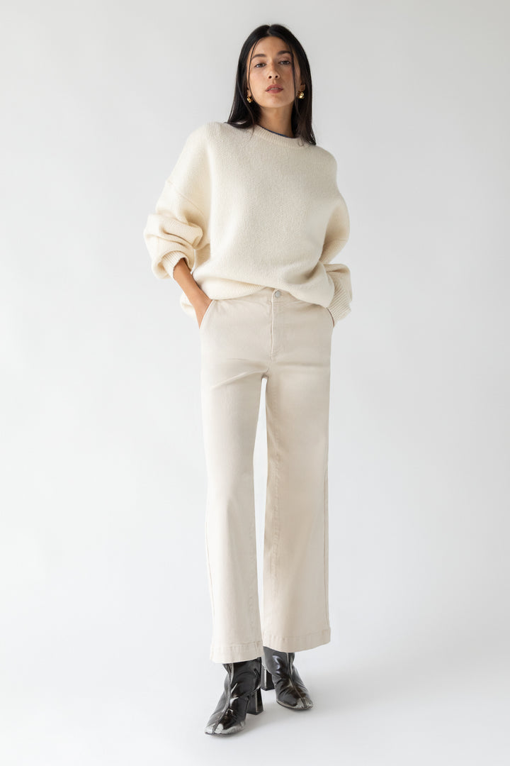 LONG LENGTH 30" TWILL WIDE LEG PANT