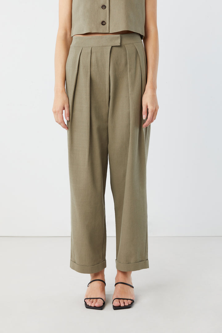 CROSSOVER PANT in Taupe — alternate angle