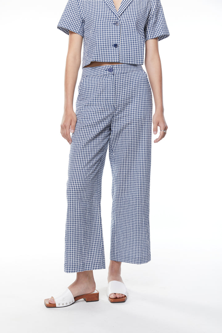 GINGHAM PANTS in Estate Blue Gingham — alternate angle