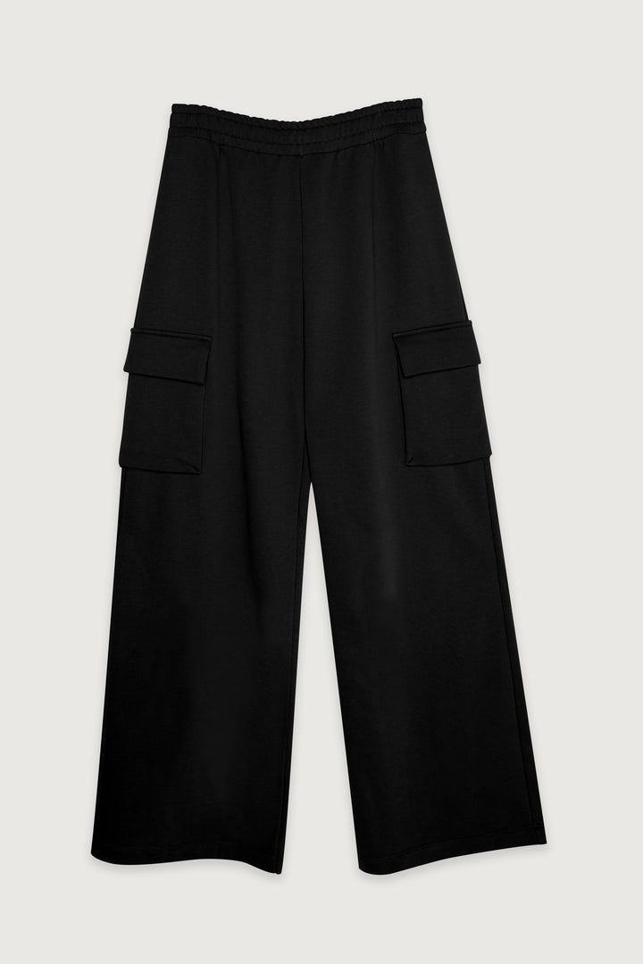WIDE LEG CARGO SWEATPANT in Black — alternate angle