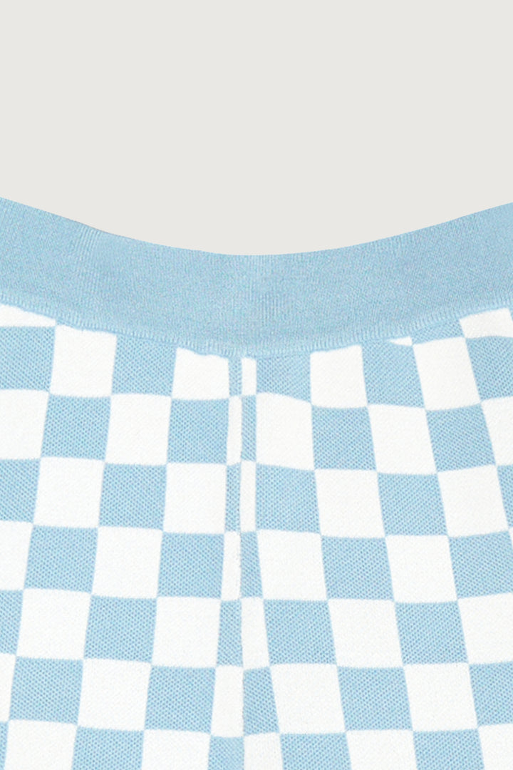 CHECKERED KNIT PANT in Baby Blue Check — alternate angle