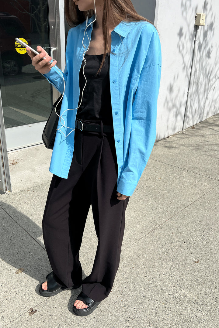 WIDE LEG CROSSOVER PANT in Black — alternate angle