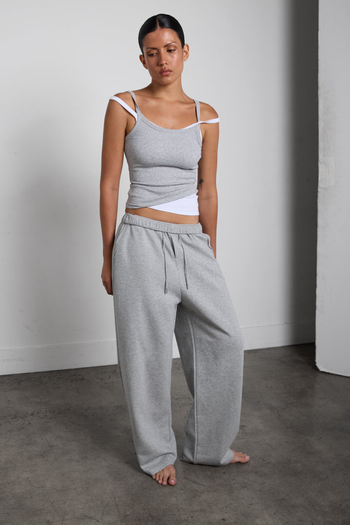 RELAXED ELASTIC WAIST LOUNGE PANT in Gray — alternate angle