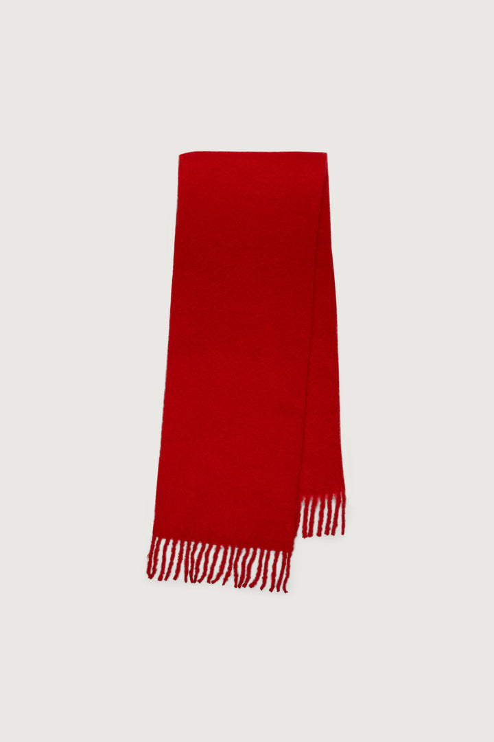 SOLID SCARF WITH TASSELS in True Red — alternate angle