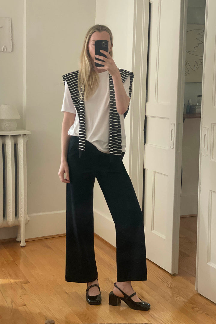 STRIPED CARDIGAN EFFECT SCARF in Black — alternate angle