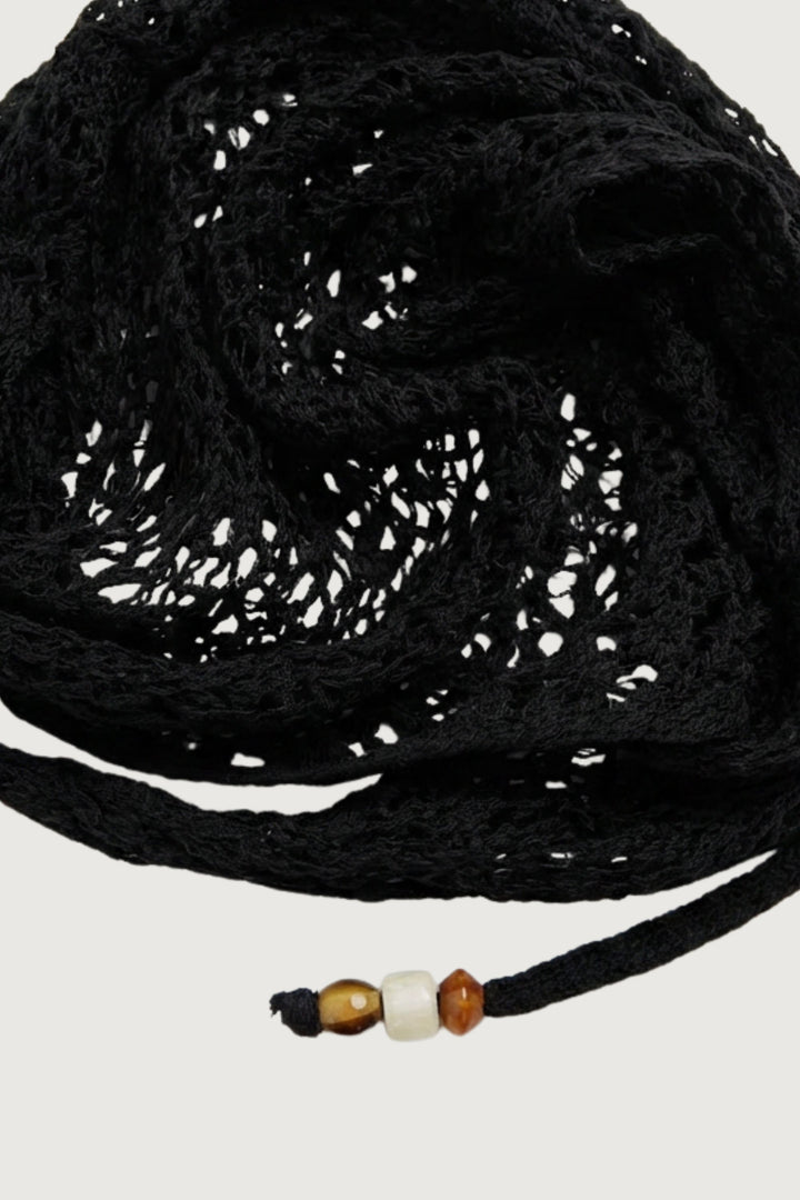 LACE KNIT TEXTURED SCARF in Black — alternate angle