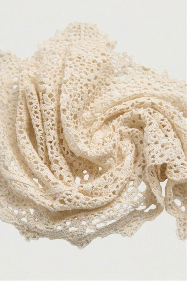 LACE KNIT TEXTURED SCARF in Cream — alternate angle