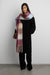 Patterned scarf with tassels in wine check — main image