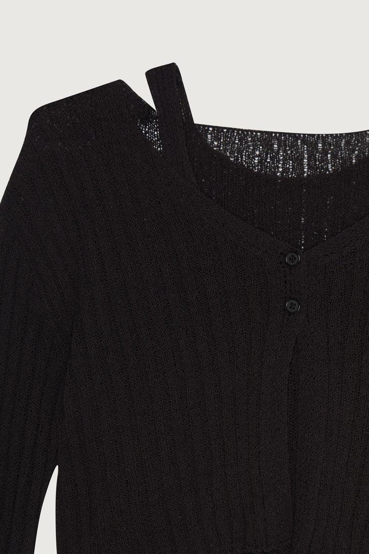 KNIT CARDIGAN AND TANK SET in Black — alternate angle