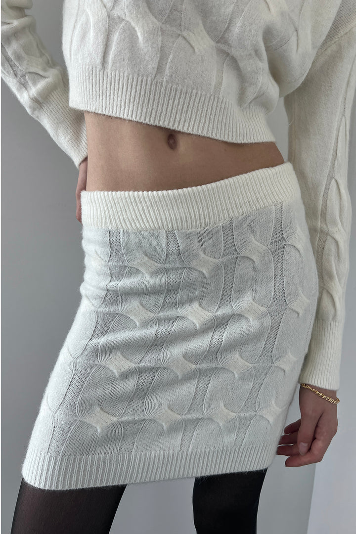 KNIT TOP AND MINI SKIRT SET in Ivory — alternate angle