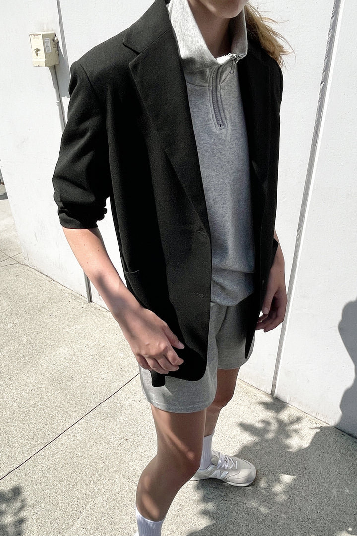 HALF ZIP AND SHORT SET in Gray — alternate angle