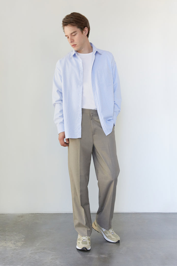 STRIPED SHIRT in Blue Stripe — alternate angle