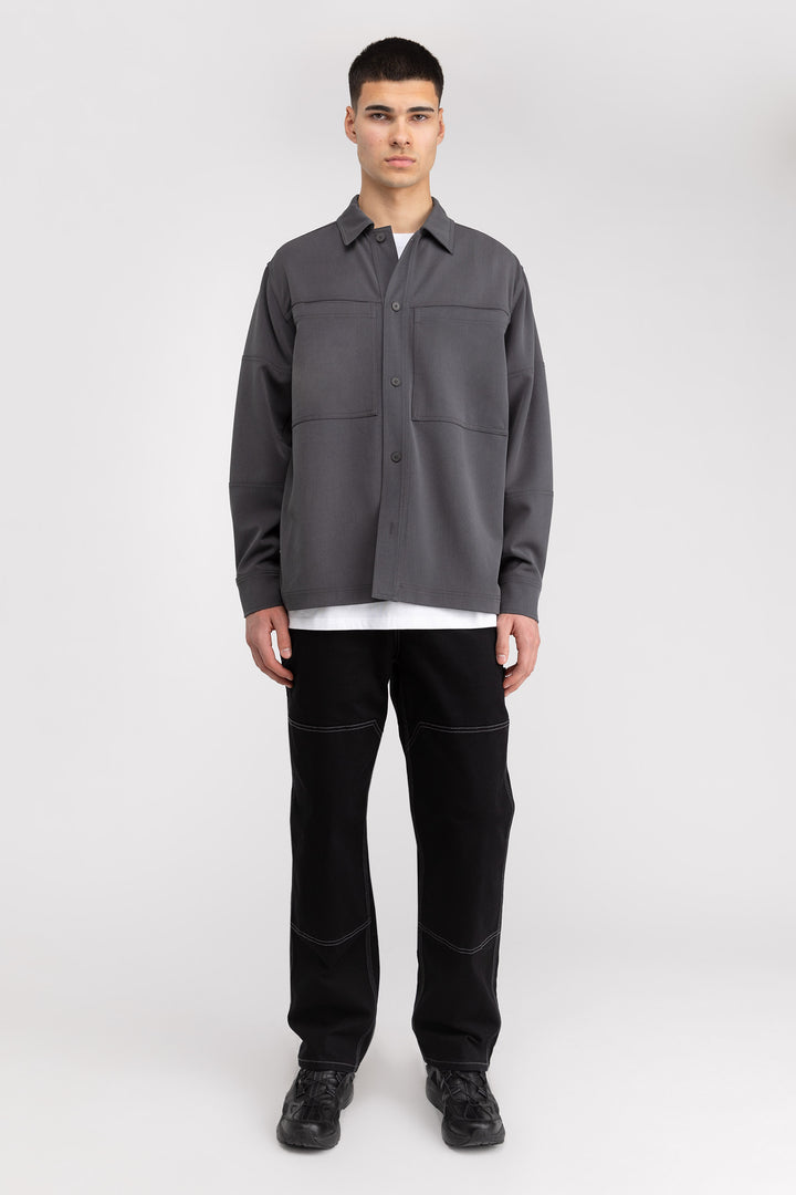 FRONT POCKET BUTTON UP SHIRT in Asphalt — alternate angle
