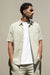 Cotton linen cargo short sleeve shirt in moss grey — main image