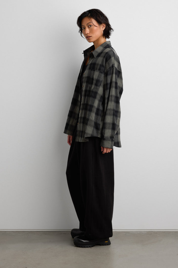 VINTAGE PLAID BUTTON UP SHIRT in Olive Plaid — alternate angle