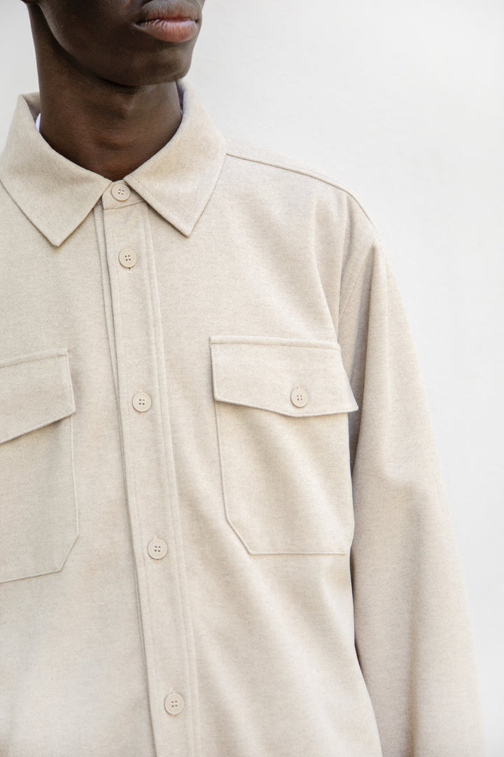 SHIRT JACKET in Heather Pine Bark — alternate angle