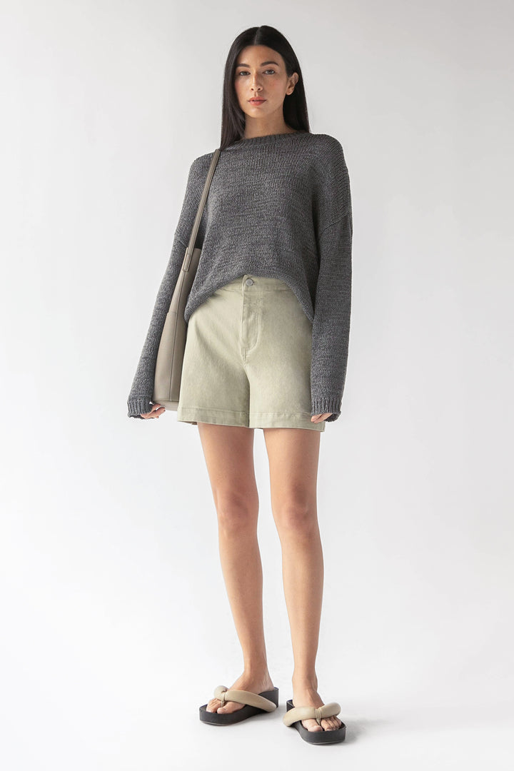 TWILL SHORT in Moss Grey — alternate angle