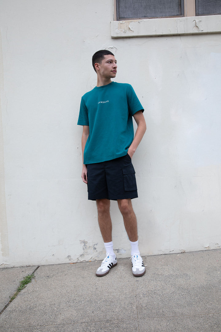 COTTON NYLON CARGO SHORT in Black — alternate angle