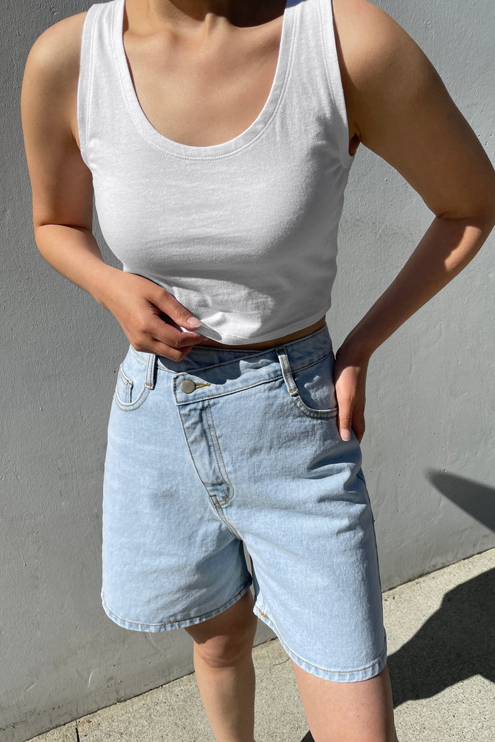 CROSSOVER DENIM SHORT in Light Wash — alternate angle