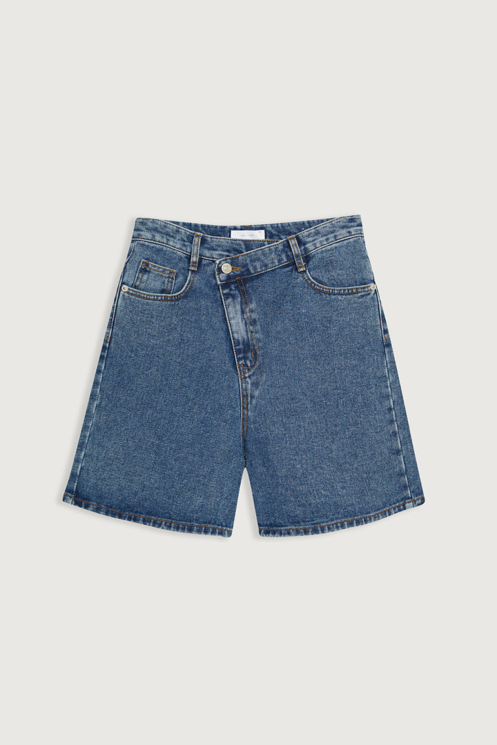 CROSSOVER DENIM SHORT in Medium Wash — alternate angle