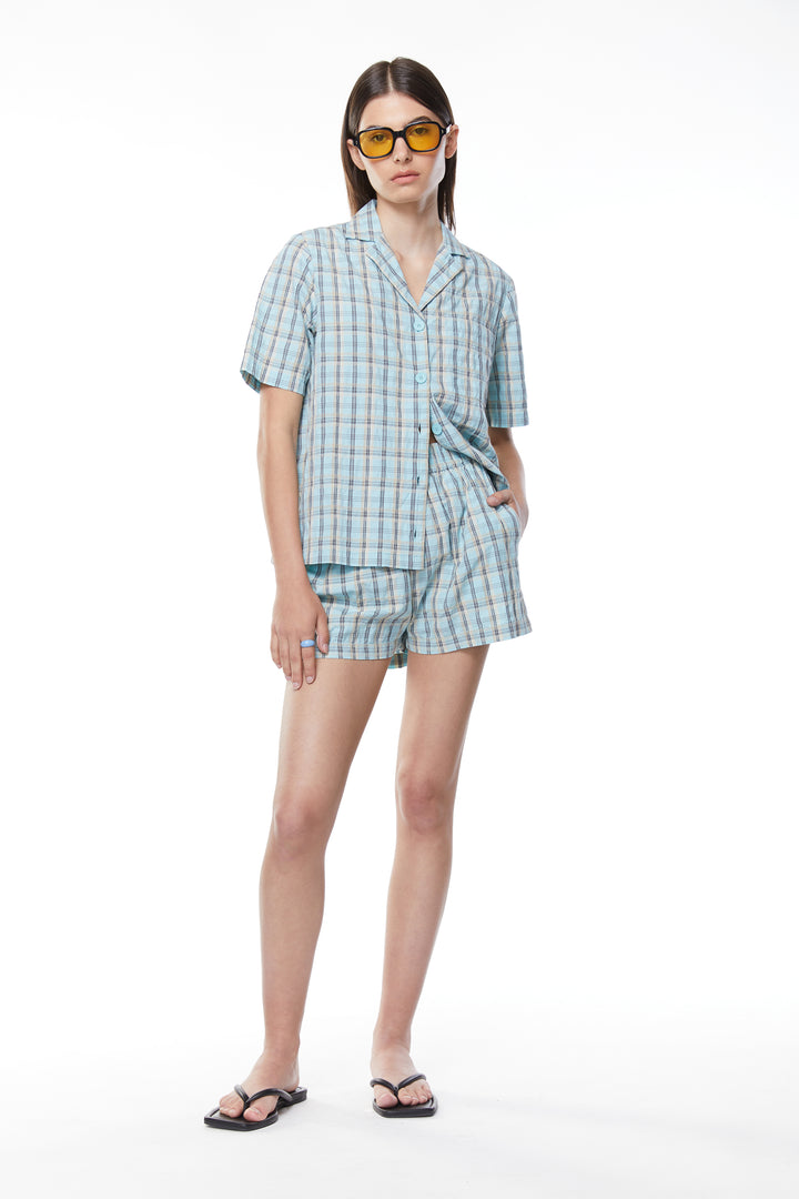 PLAID SHORT in Blue Glow Plaid — alternate angle