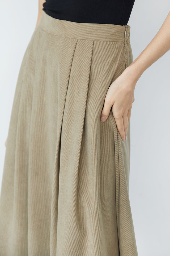 CORDUROY MIDI SKIRT in Brown — alternate angle