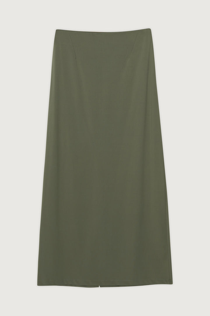 MAXI SKIRT WITH BACK SLIT in Khaki — alternate angle