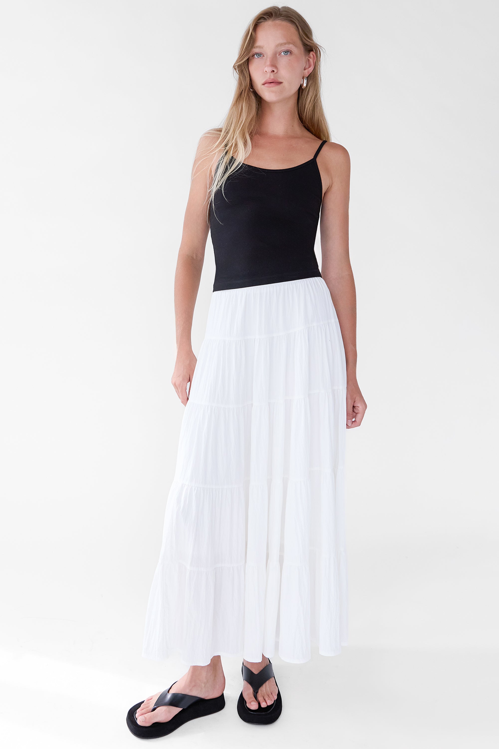 Tiered Skirt with Elastic Waistband | OAK + FORT – OAK + FORT USA