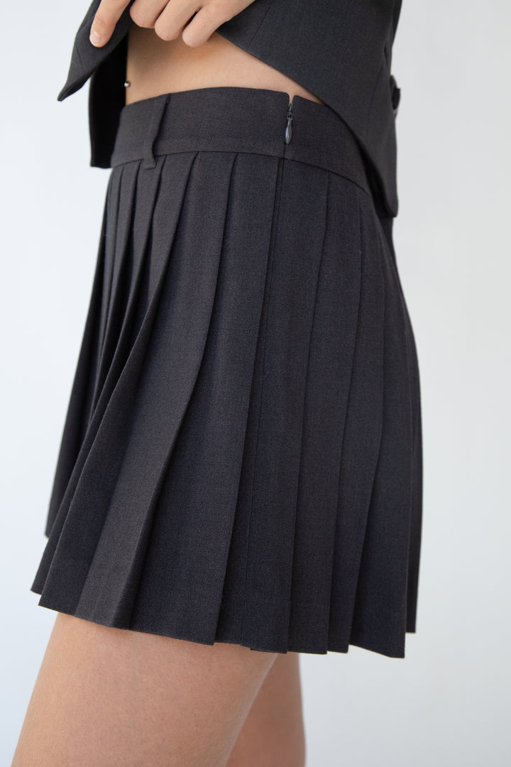 PLEATED SUITING MINI SKIRT