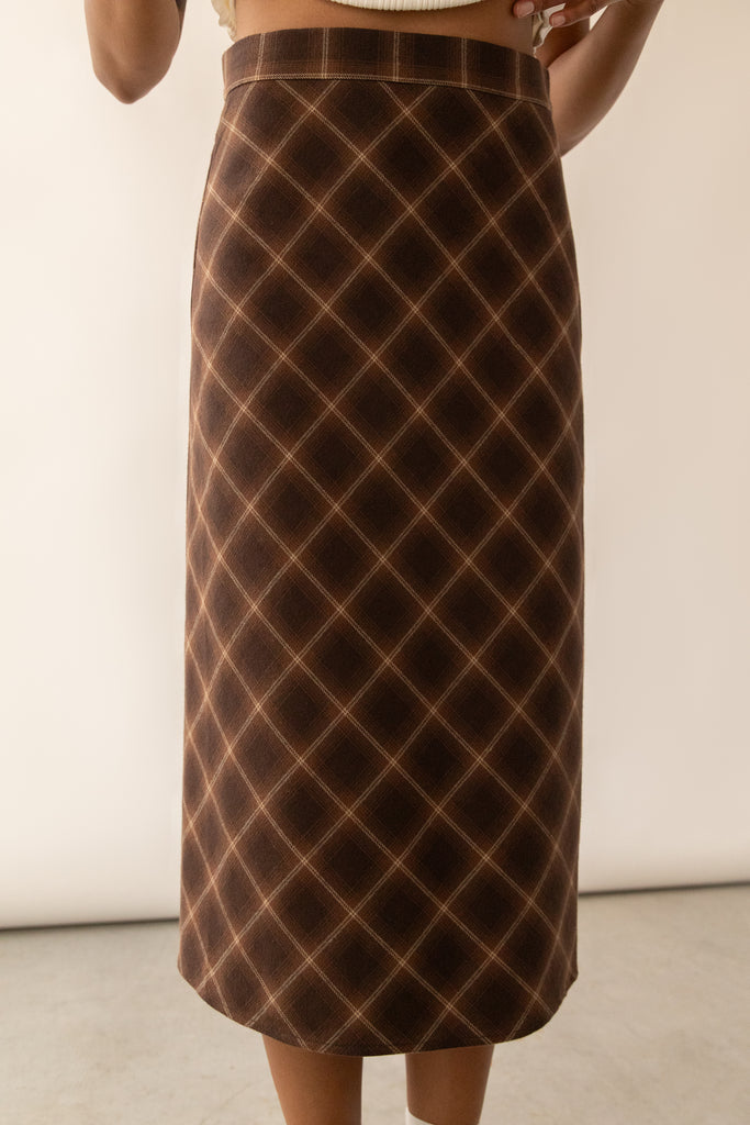 PLAID MIDI SKIRT