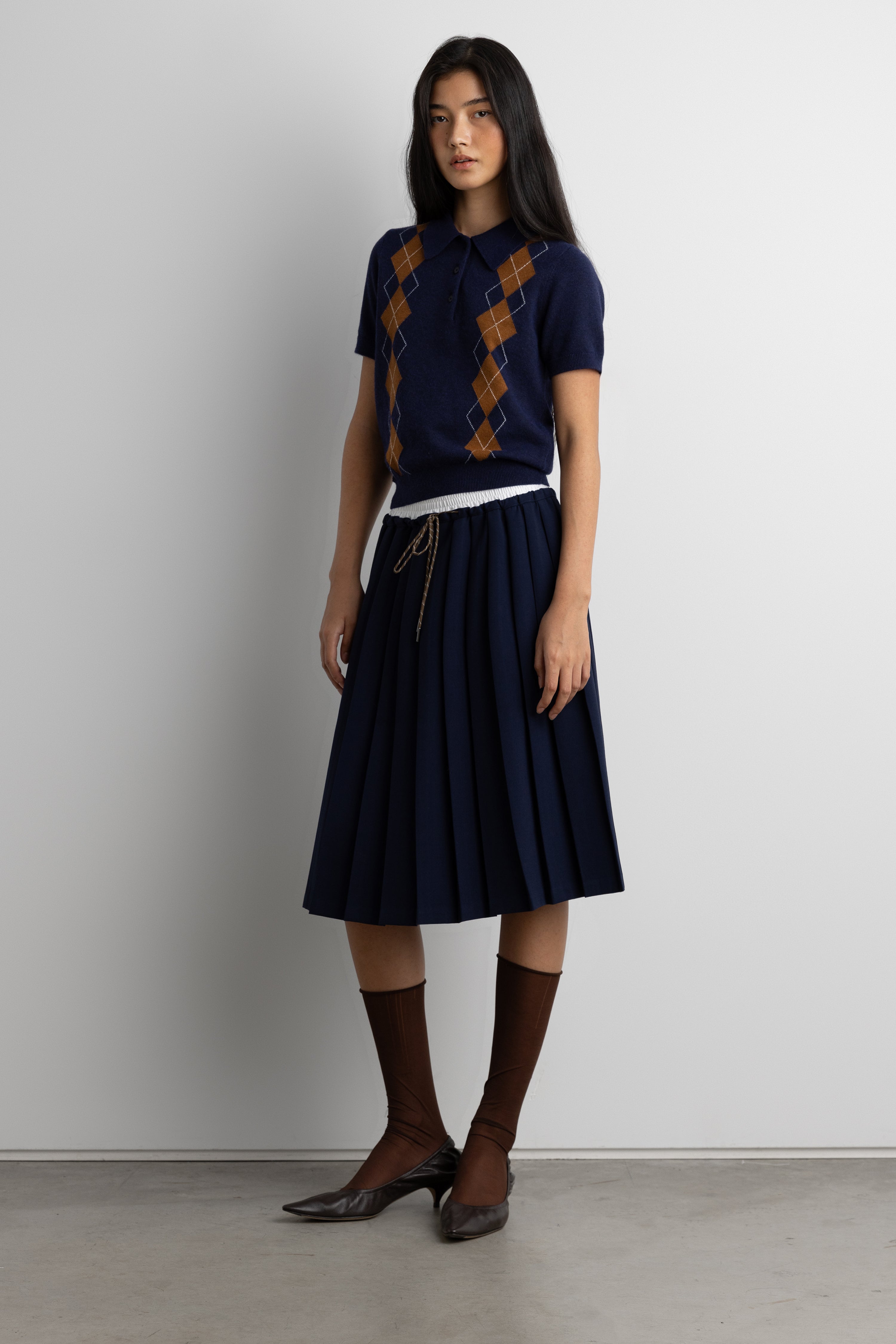 Exposed Waist Pleated Midi Skirt | OAK + FORT – OAK + FORT USA