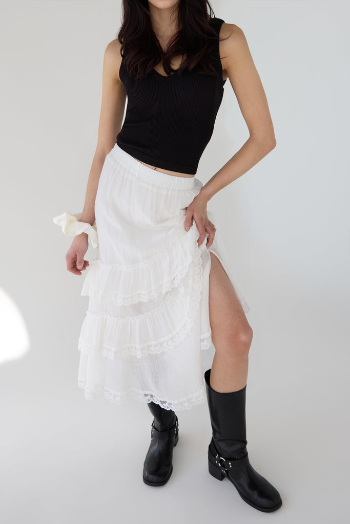 LACE TIERED MAXI SKIRT | OAK + FORT – OAK + FORT USA
