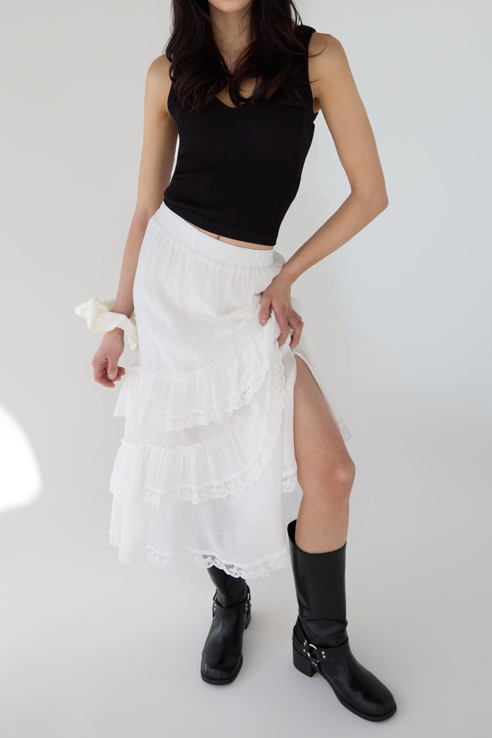 LACE TIERED MAXI SKIRT | OAK + FORT – OAK + FORT USA