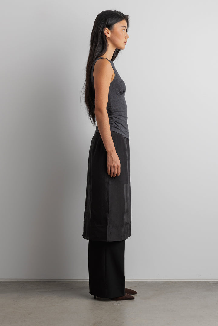 SHEER ORGANZA MIDI SKIRT in Black — alternate angle