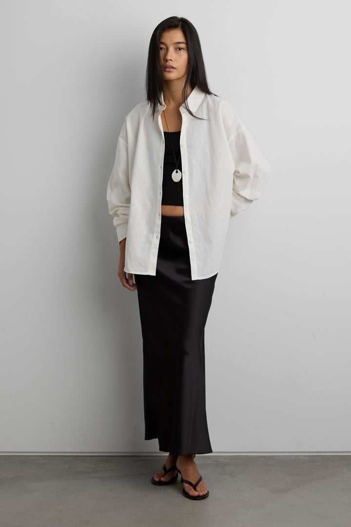 SATIN MAXI SKIRT in Black — alternate angle